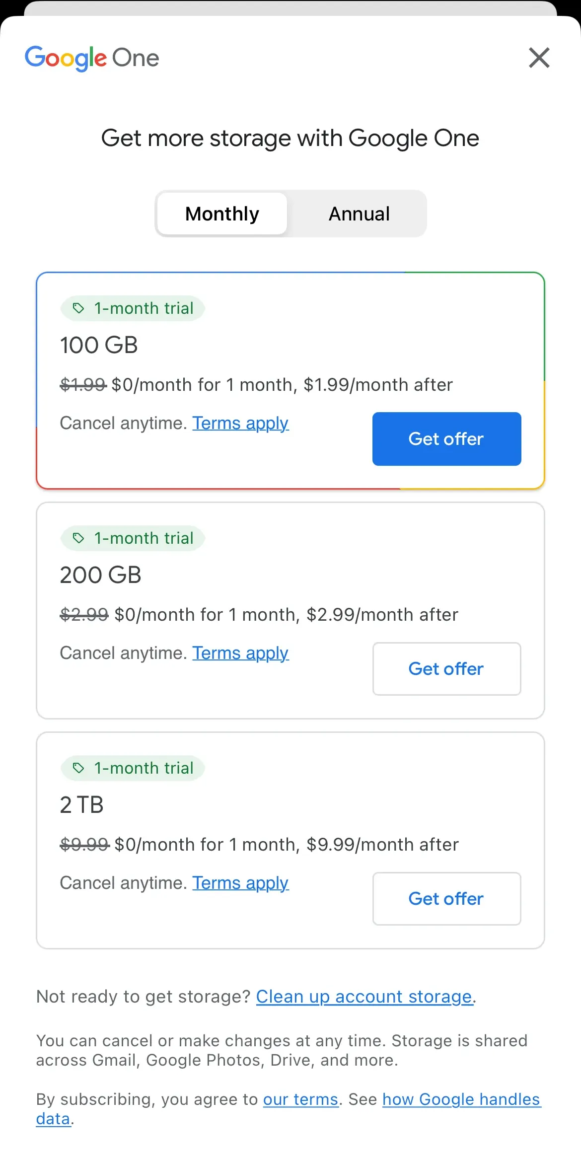 The paywall screen of the true app